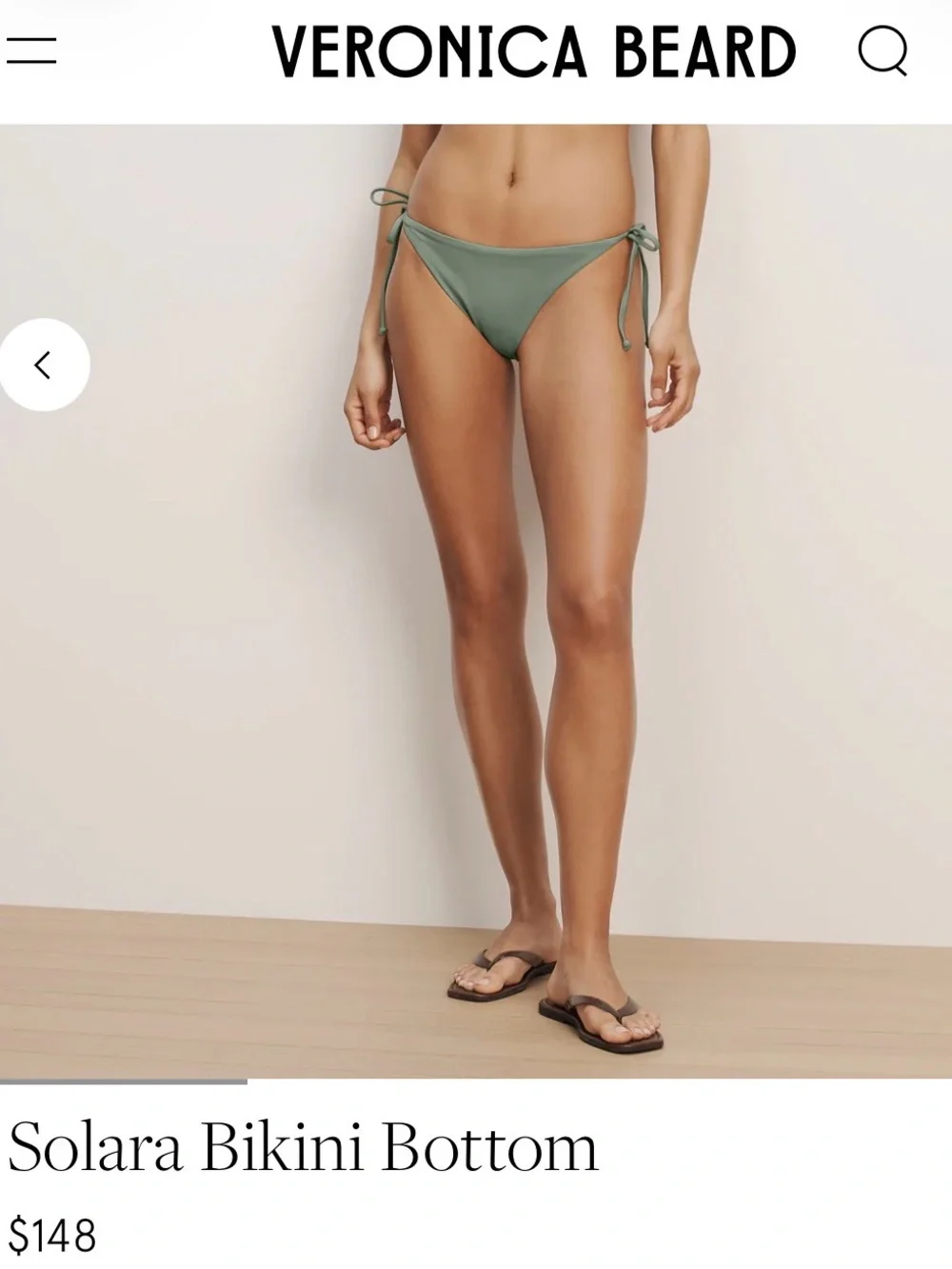 Veronica Beard NWT Solara Bikini Top & Bottom set Medium Stone Army Green $286 - Picture 4 of 12